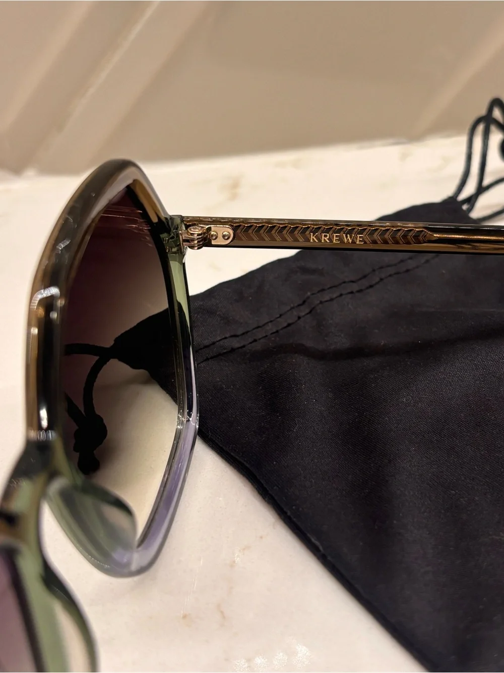 KREWE Jackie Hexagonal Sunglasses with Green Gradient Lens